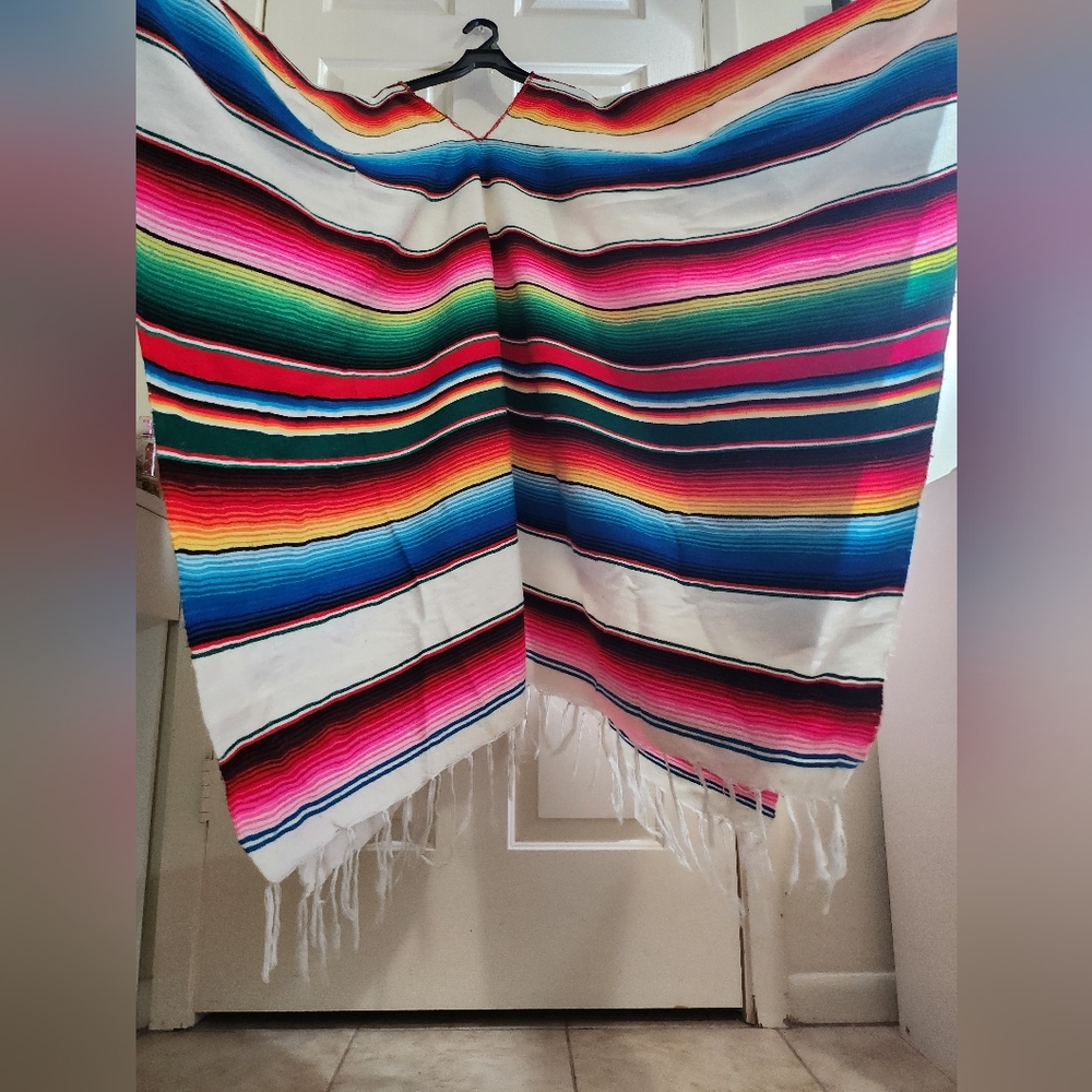 Colorful Striped Poncho - Picture 2 of 2